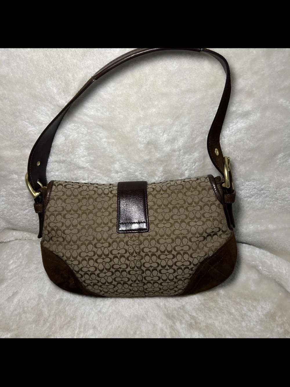 Rare Vintage Coach Soho Y2K Signature Shoulder Bag Brown Canvas & Suede 6818 - Picture 6 of 9
